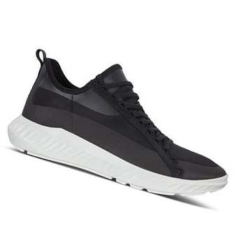 Men's Ecco St.1 Lite Slip-on Sneakers Black / White | USA 657YXF